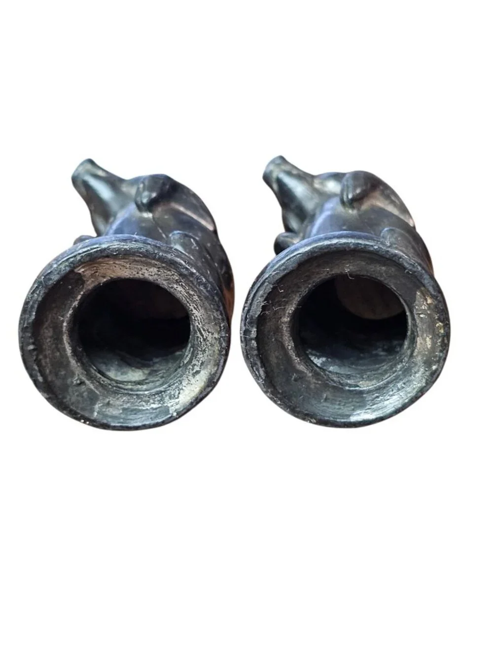 Pewter Set Of Hog Pig Metal Salt & Pepper Shaker No Bottom Plug 2.5 Inch Tall